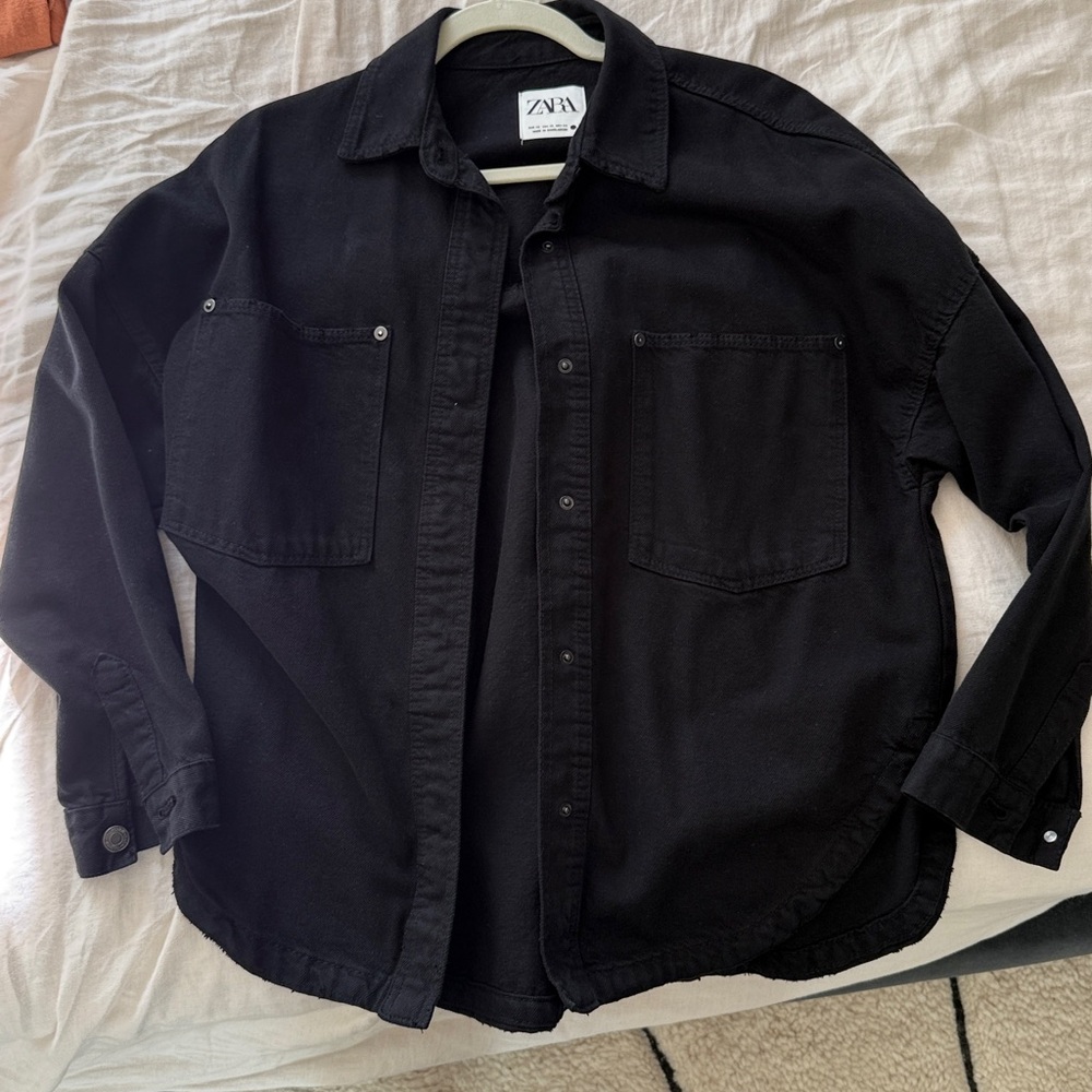 Zara black denim shacket